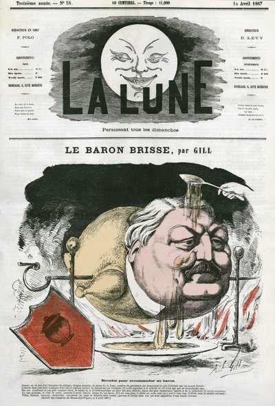 Ritratto del Barone Brisse (1813-1876), giornalista gastronomico francese. Caricatura di Gill, in 