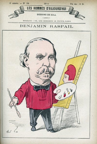 Ritratto di Benjamin Raspail (1823-1899), pittore e politico francese, promotore della legge che rende il 14 luglio la festa nazionale. Caricatura di Gill, Parigi. da Andre Gill