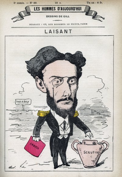 Ritratto di Charles-Ange Laisant (1841-1893), scienziato e politico francese. Caricatura di Gill, Parigi da Andre Gill