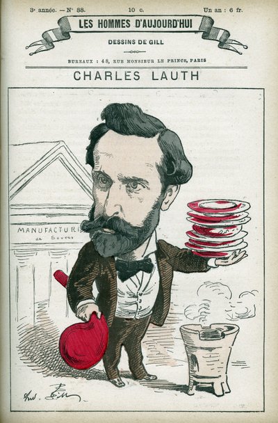 Ritratto di Charles Lauth (1836-1913), chimico francese, fu direttore della Ecole Superieur de Physique et de Chimie Industrielles (ESPCI) a Parigi. Caricatura di Gill, Parigi da Andre Gill