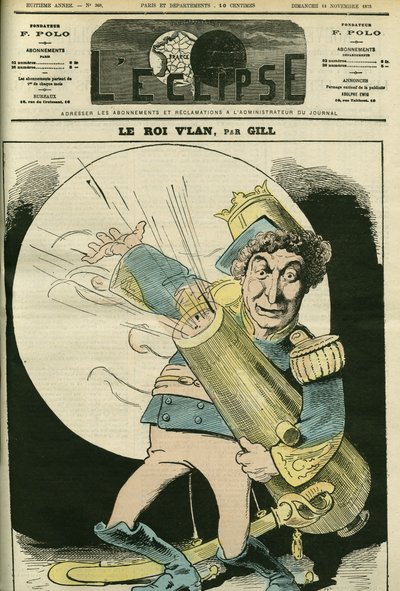 Ritratto di Christian, cantante francese, nel ruolo di Re Vlan nella commedia "Le voyage dans la lune" di Jacques Offenbach. Copertina di "L