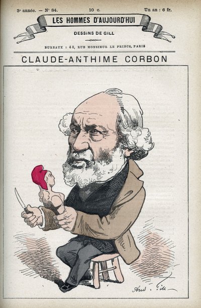 Ritratto di Claude Anthime Corbon (1808-1891), senatore francese. Caricatura di Gill in "Gli uomini di oggi" da Andre Gill