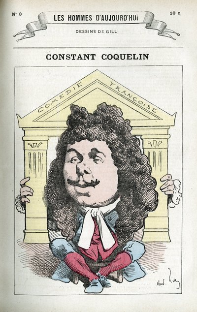 Ritratto di Constant Coquelin (1841-1909), attore teatrale francese. Caricatura di Gill, Parigi da Andre Gill
