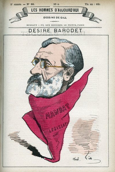 Ritratto di Desire Barodet (1823-1906), insegnante e politico francese, senatore della Senna dal 1896 al 1900. Caricatura di Gill, Parigi da Andre Gill
