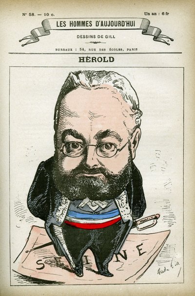 Ritratto di Ferdinand Herold (1828-1882), politico francese. Caricatura di Gill, Parigi da Andre Gill