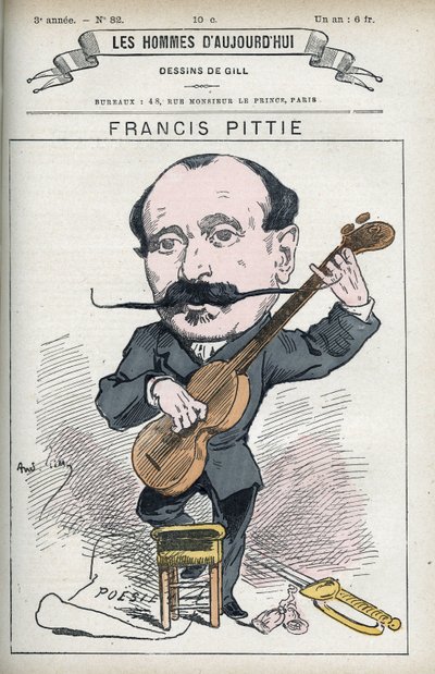 Ritratto di Francis Pittie, poeta francese. Caricatura di Gill, Parigi da Andre Gill