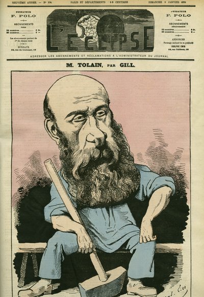 Ritratto di Henri Louis Tolain (1828-1897), incisore e politico francese. Copertina di "L