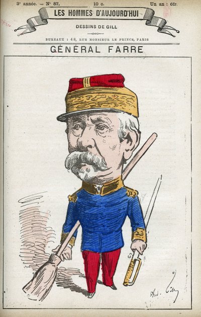 Ritratto di Jean Joseph Frederic Albert Farre (1816-1887), soldato francese, nominato generale nel 1870 e ministro della guerra. Caricatura di Gill, Parigi da Andre Gill