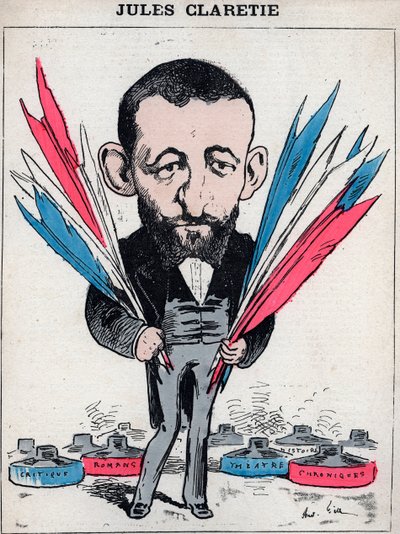 Ritratto di Jules Claretie (1840-1913), romanziere, drammaturgo e critico francese - Caricatura di Andre Gill, in "Les Hommes d