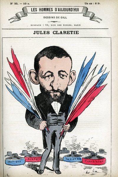 Ritratto di Jules Claretie (1840-1913), romanziere, drammaturgo e critico francese. Caricatura di Gill, in "Les Homme d