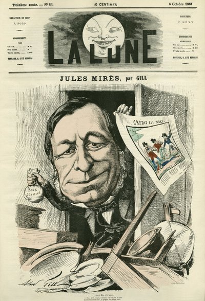 Ritratto di Jules Mires (1809-1871), industriale francese. Caricatura di Gill, in "The Moon", 6 ottobre da Andre Gill