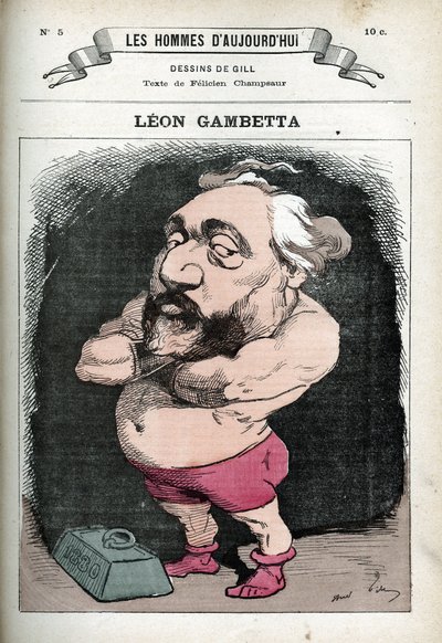 Ritratto di Leon Gambetta (1838-1882), politico francese. Caricatura di Gill, Parigi. da Andre Gill