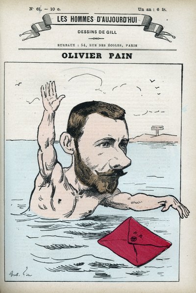 Ritratto di Olivier Pain, politico francese e comunardo, compagno di prigionia e fuga di Henri Rochefort (1831-1913). Caricatura di Gill, Parigi. da Andre Gill