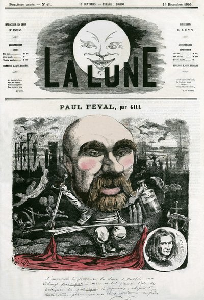 Ritratto di Paul Féval, scrittore francese. Caricatura di Gill, in "La Lune", 16 dicembre da Andre Gill