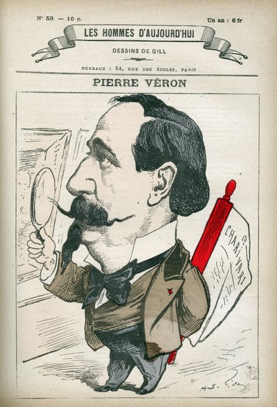 Ritratto di Pierre Veron (1831-1900), scrittore e poeta francese. Caricatura di Gill, Parigi da Andre Gill