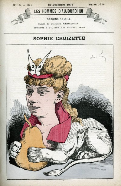 Ritratto di Sophie Croizette, attrice teatrale francese. Caricatura di Gill, Parigi. da Andre Gill
