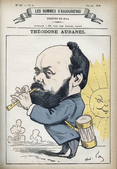 Ritratto di Theodore Aubanel (1829-1886), stampatore francese e poeta provenzale. Caricatura di Gill, Parigi. da Andre Gill