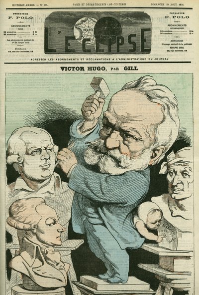Ritratto di Victor Hugo (1802-1885), uomo di lettere e politico francese. Copertina in "L