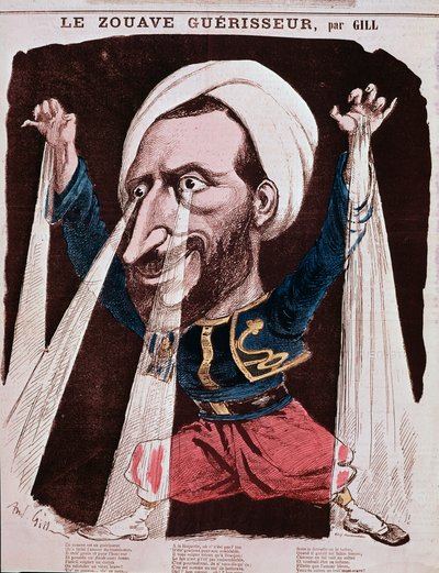 Ritratto del guaritore Jacob detto lo zuavo Jacob (incisione) da Andre Gill