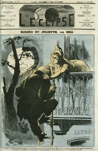 Romeo e Giulietta, Adolphe Thiers (1797-1877) deputato di Parigi lasciò la città per Versailles quando divenne Presidente della Repubblica. Copertina in "L