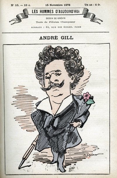 Autoritratto di Andre Gill (1840-1885), caricaturista e illustratore francese. Caricatura in "Les hommes d
