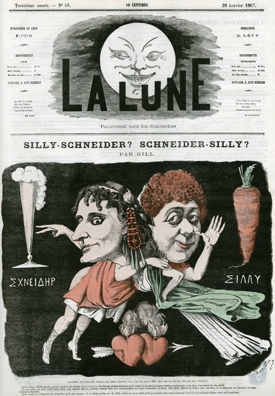 Silly-Schneider? Scheiner-Silly? , caricatura di un frammento di pittura antica. Caricatura di Gill, in "La Lune", 20 gennaio da Andre Gill