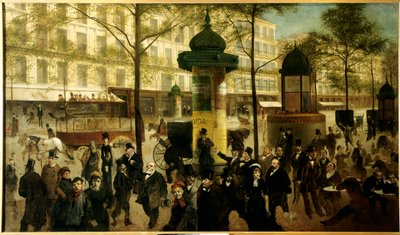 Bozzetto per un panorama del Boulevard Montmartre con personalità parigine contemporanee da Andre Gill