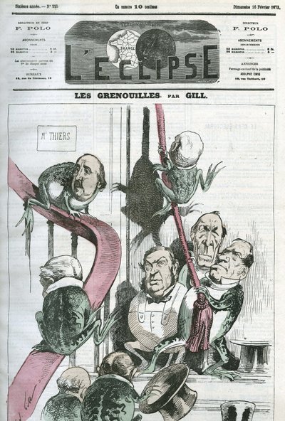 Le Rane, una caricatura di politici nel governo del Presidente Thiers in forma di rane. Copertina in "L