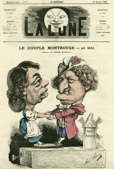 La coppia di Montrouge al teatro Folies-Marigny. Caricatura di Gill, in "La Lune", 10 gennaio da Andre Gill