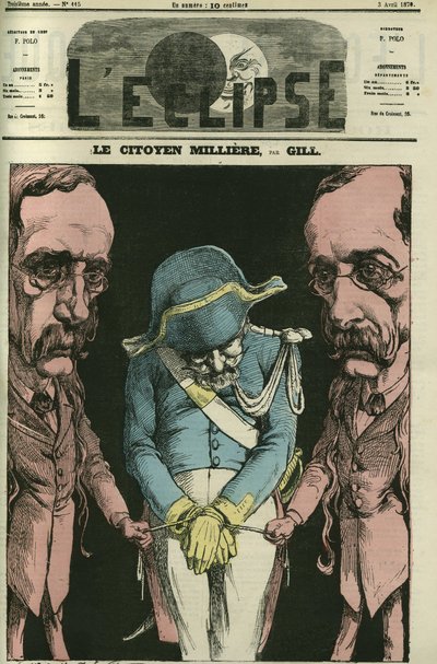 Il cittadino Milliere in riferimento ad Alexandre Dumas, Gill lo rappresenta con le mani. Copertina in "L