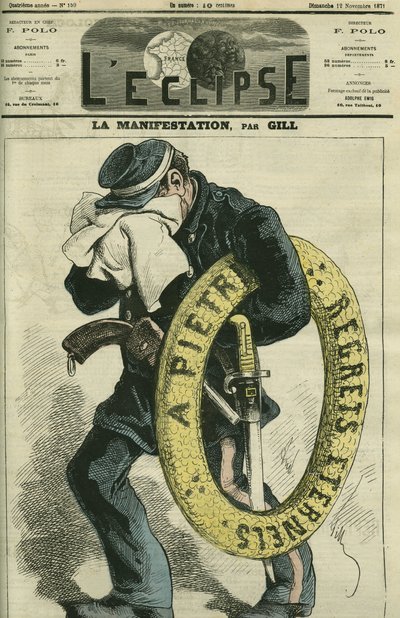 La dimostrazione, la festa dei morti al cimitero di Montmartre, disegno dal vero. Copertina in "L