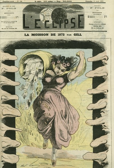 Il raccolto del 1872, in riferimento ai 5 miliardi di franchi che la Francia dovette pagare alla Prussia. Copertina in "L