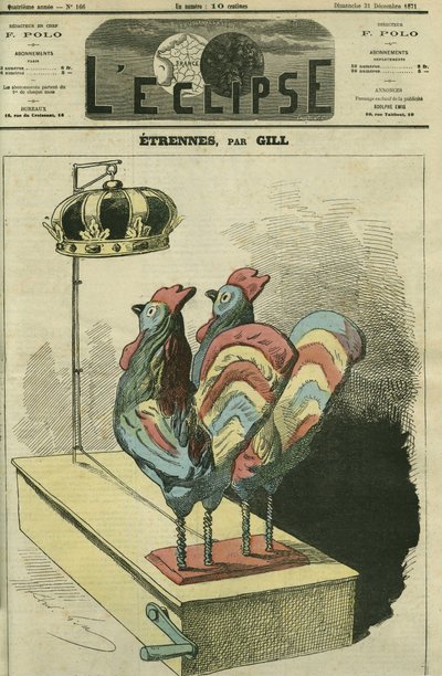 I due galli sono corone. Copertina in "L