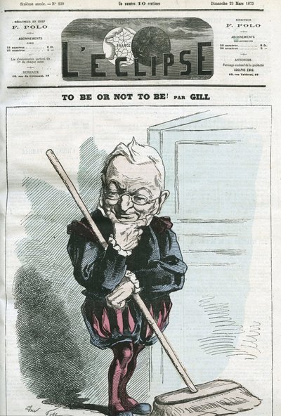 Essere o non essere, caricatura di Adolphe Thiers (1797-1877), statista francese. Copertina in "L