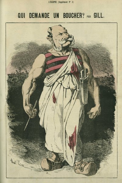 Chi chiede un macellaio, caricatura di Guglielmo I di Germania (1797-1888), vincitore della guerra del 1870. in 