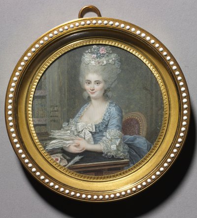 Ritratto di una donna in un vestito blu da Andre Pujos