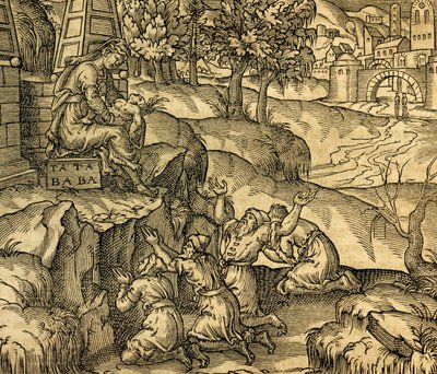 Fedele che adora la dea Tata Baba nella regione di Mosca, incisione dalla Cosmographie Universelle, di André Thevet (1504-1592), Parigi da Andre Thevet