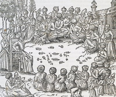 Incontro tra Turchi e Arabi, Marocco, incisione da Cosmologia Universale, di André Thevet (1504-1592), Parigi da Andre Thevet