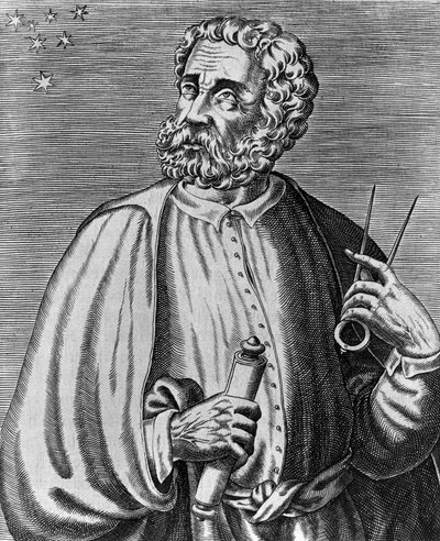 Ritratto di Ferdinando Magellano, navigatore portoghese, incisione di André Thevet da Veri ritratti e vite di uomini illustri da Andre Thevet