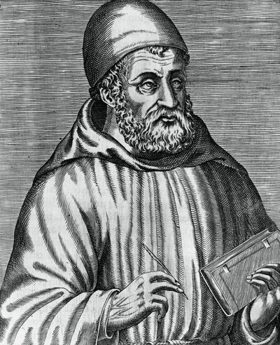 Ritratto di John Duns, comunemente chiamato Duns Scoto (1265 o 1266-1308), filosofo e teologo scozzese, incisione di Andre Thevet (1504-1592) da Les vrais pourtraits et vies des hommes illustres grecz, latins et payens da Andre Thevet