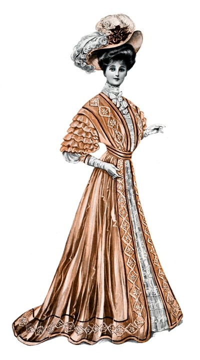 Donna con un lungo vestito e un cappello, 1908-1909 da Andre and Sleigh