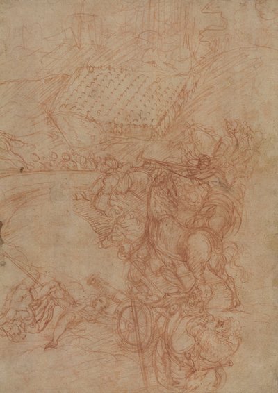 La battaglia di Spoleto, 1575 circa (gesso rosso su carta) da Andrea (1539-1614) Vicentino