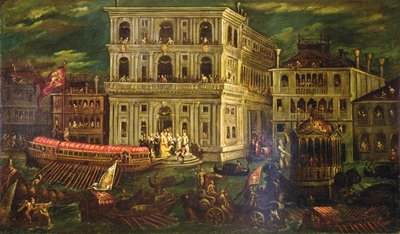 Imbarco della Dogaressa Morosina Morosini Grimani 4 maggio 1597, Venezia, c.1600 da Andrea Vicentino