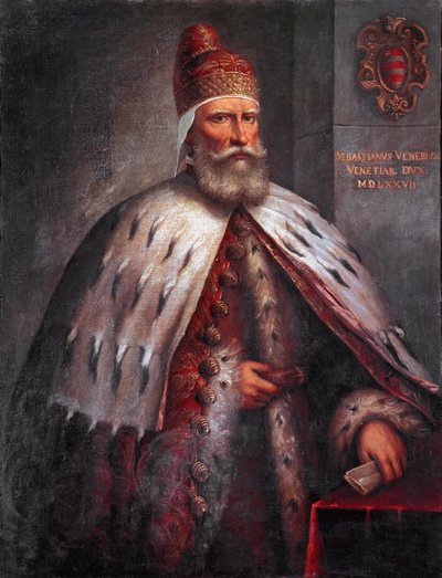 Ritratto del Doge Sebastiano Venier (1496-1578), condottiero. Guidò la flotta veneziana con Francesco Duodo durante la Battaglia di Lepanto nel 1571. Dipinto di Andrea de