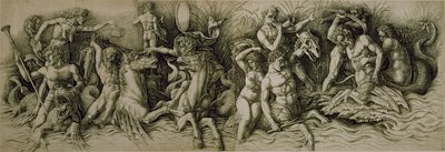 Battaglia degli Dei del Mare (penna e inchiostro marrone su carta) da Andrea (workshop of) Mantegna