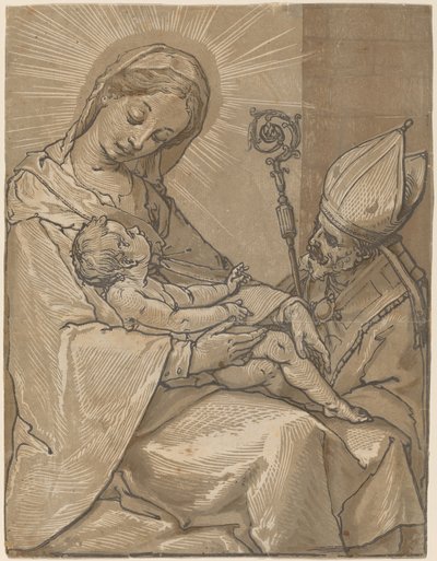 Madonna col Bambino e un vescovo, 1591 da Andrea Andreani