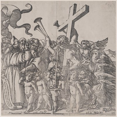 Sezione D: angeli che suonano le trombe ecc., da Il trionfo di Cristo, 1836 da Andrea Andreani