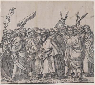 Sezione F: Santi che tengono croci, libri e armi, da Il Trionfo di Cristo, 1836 da Andrea Andreani
