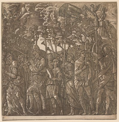 Il Trionfo di Giulio Cesare: Soldati che Portano Bandiere e Stendardi, 1593-99 da Andrea Andreani