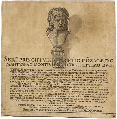 Il trionfo di Giulio Cesare: pagina del titolo da Andrea Andreani after Andrea Mantegna